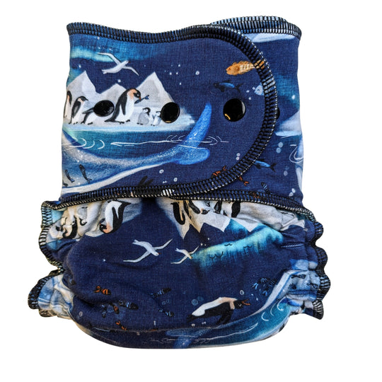 Fitted Cloth Diaper-Super Soaker | Fold Down Rise-Snap Closure | Custom Print-Arctic Chill