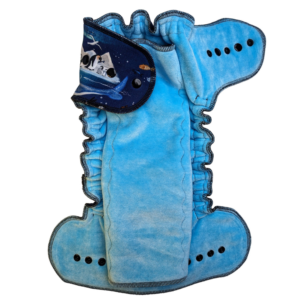Fitted Cloth Diaper-Super Soaker | Fold Down Rise-Snap Closure | Custom Print-Arctic Chill
