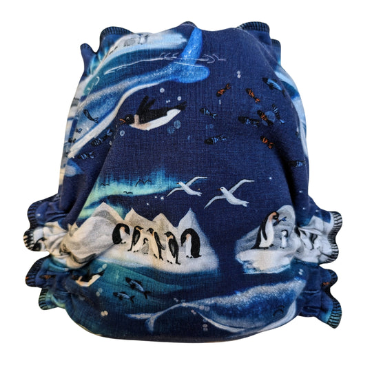 Fitted Cloth Diaper-Super Soaker | Fold Down Rise-Snap Closure | Custom Print-Arctic Chill