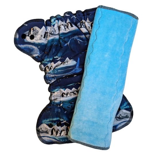 Fitted Cloth Diaper-Super Soaker | Fold Down Rise-Snap Closure | Custom Print-Arctic Chill