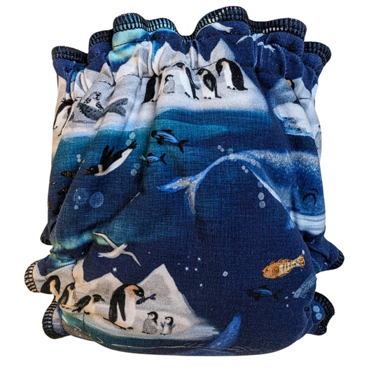 Fitted Cloth Diaper-Super Soaker | Fold Down Rise-Snap Closure | Custom Print-Arctic Chill