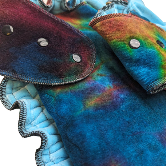 Fitted Cloth Diaper-Super Soaker | Fold Down Rise-Snap Closure | Hand-Dyed-Miracle w/Blue Inner