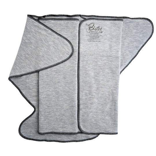Fixed Flat Cloth Diaper | Bamboo Merino Wool | Heavy Wetter Absorbency | Heather Gray