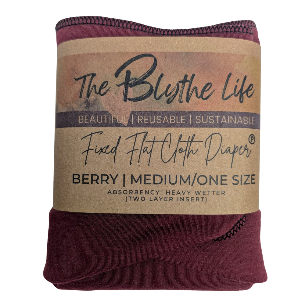 Fixed Flat Cloth Diaper | Heavy Absorbency | Berry