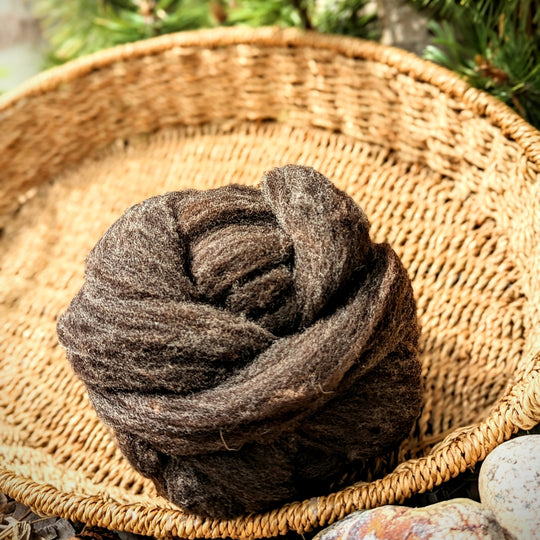 Columbia/Rambouillet Roving | Dark Chocolate Brown/Black | 1oz Wool