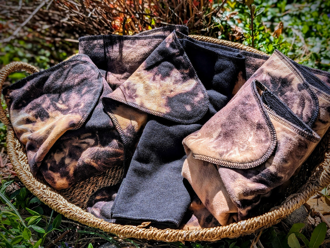 Fixed Flat Cloth Diaper | Regular Absorbency | Reverse Hand-Dyed-Black/Brown