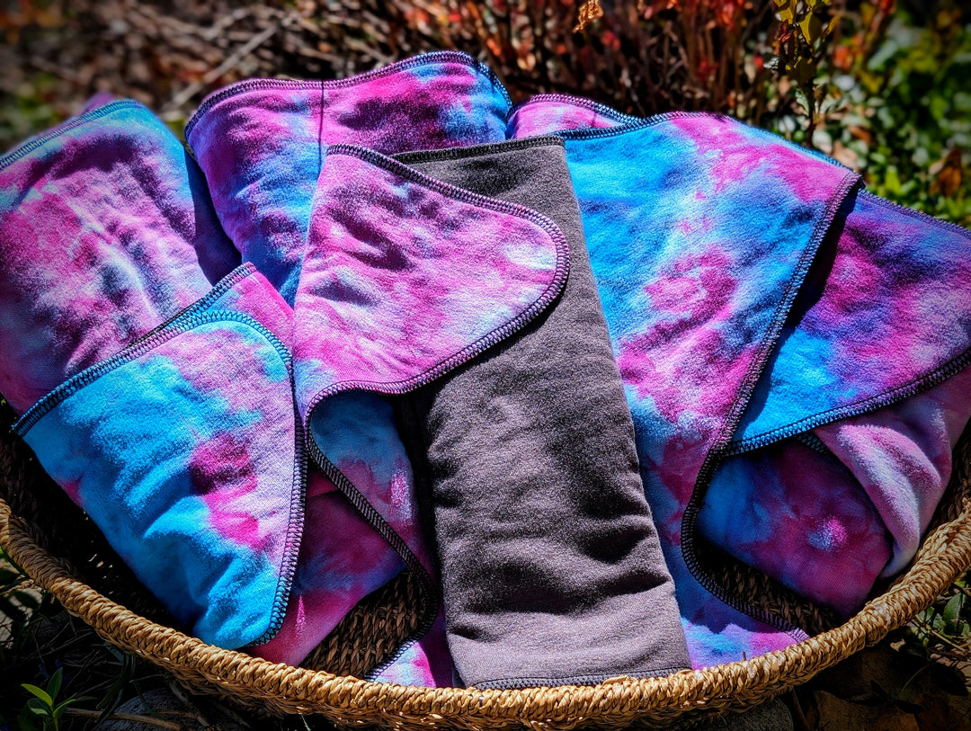 Fixed Flat Cloth Diaper | Heavy Absorbency | Hand-Dyed-Blue/Magenta