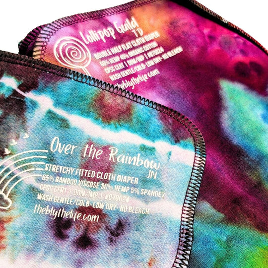 Stretchy Fitted Cloth Diaper | Double Half Flat Insert | Over the Rainbow w/Lollipop Guild Insert-Wizard of OZ Collection