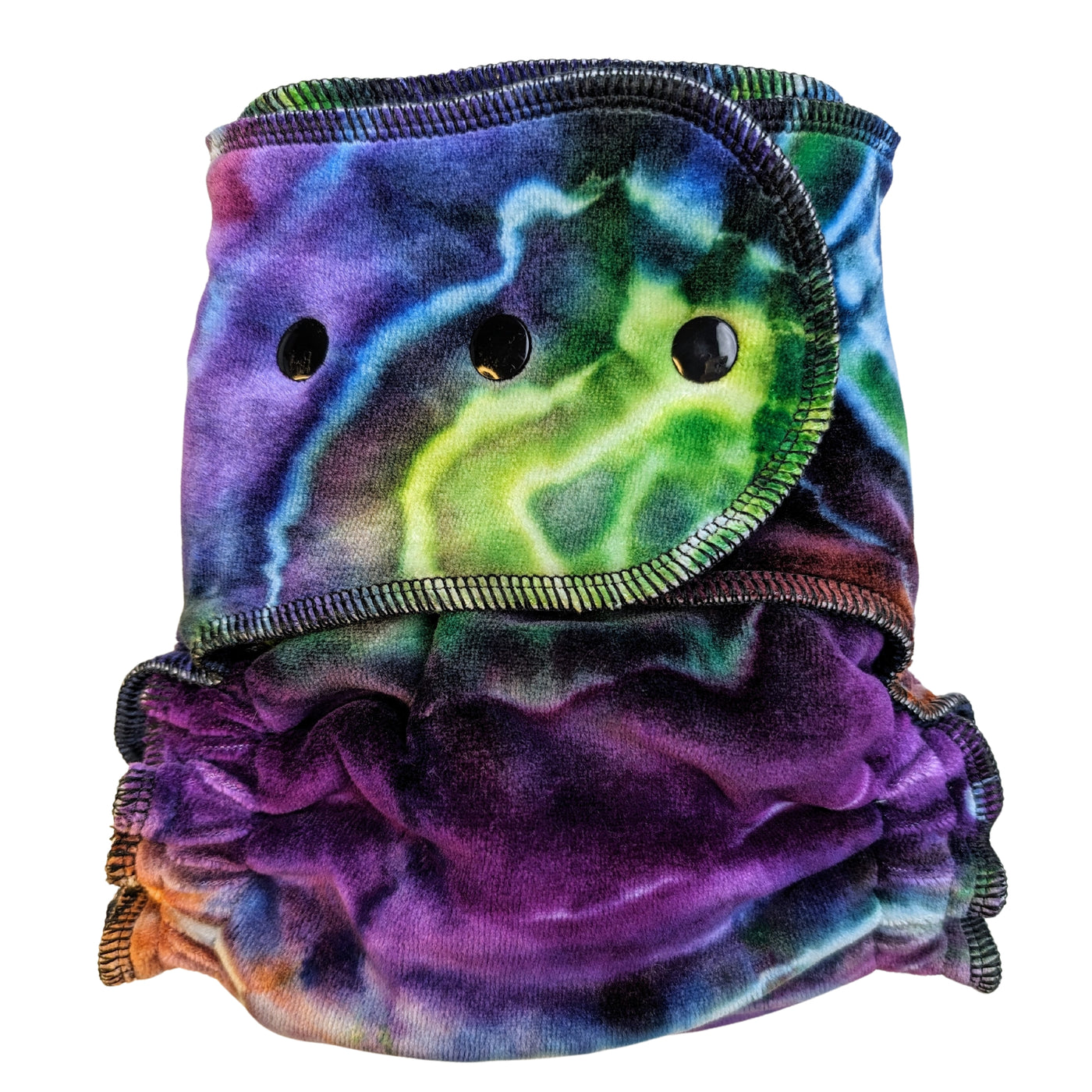 Fitted Cloth Diaper-Super Soaker | Fold Down Rise-Snap Closure | Hand-Dyed-Opal Wave