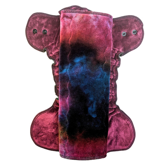 Fitted Cloth Diaper-Super Soaker | Fold Down Rise-Snap Closure | Hand-Dyed-Miracle w/Maroon Inner