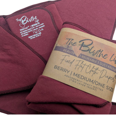 Fixed Flat Cloth Diaper | Heavy Absorbency | Berry