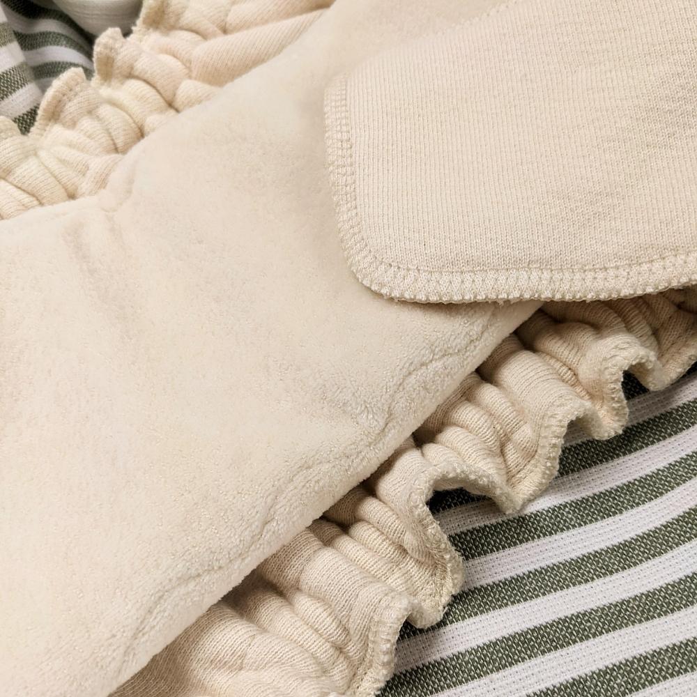 Made to Order | 100% USA Organic Cotton Snapless Fitted Cloth Diaper with Trifold Insert | Natural