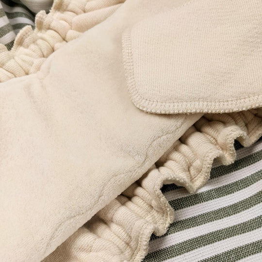 Made to Order | 100% USA Organic Cotton Snapless Fitted Cloth Diaper with Trifold Insert | Natural