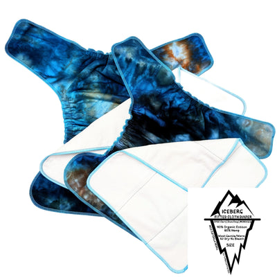 Fitted Cloth Diaper | Regular Wetter Trifold Insert | Iceberg