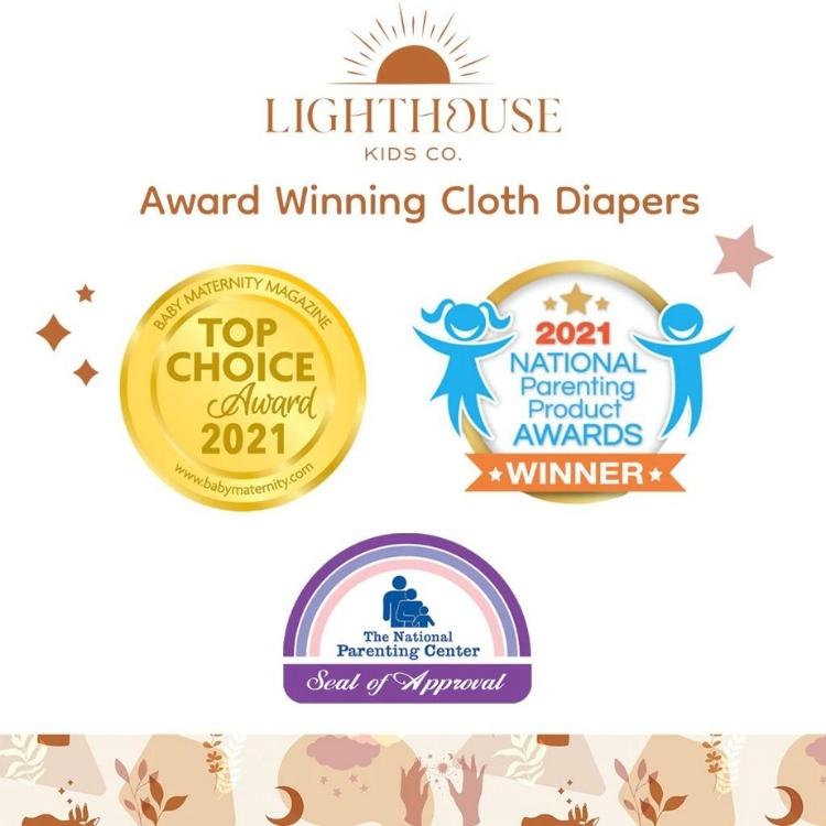 Lighthouse Kids Co. | Pocket Cloth Diaper with Insert | Supreme 15-55lbs | Clever