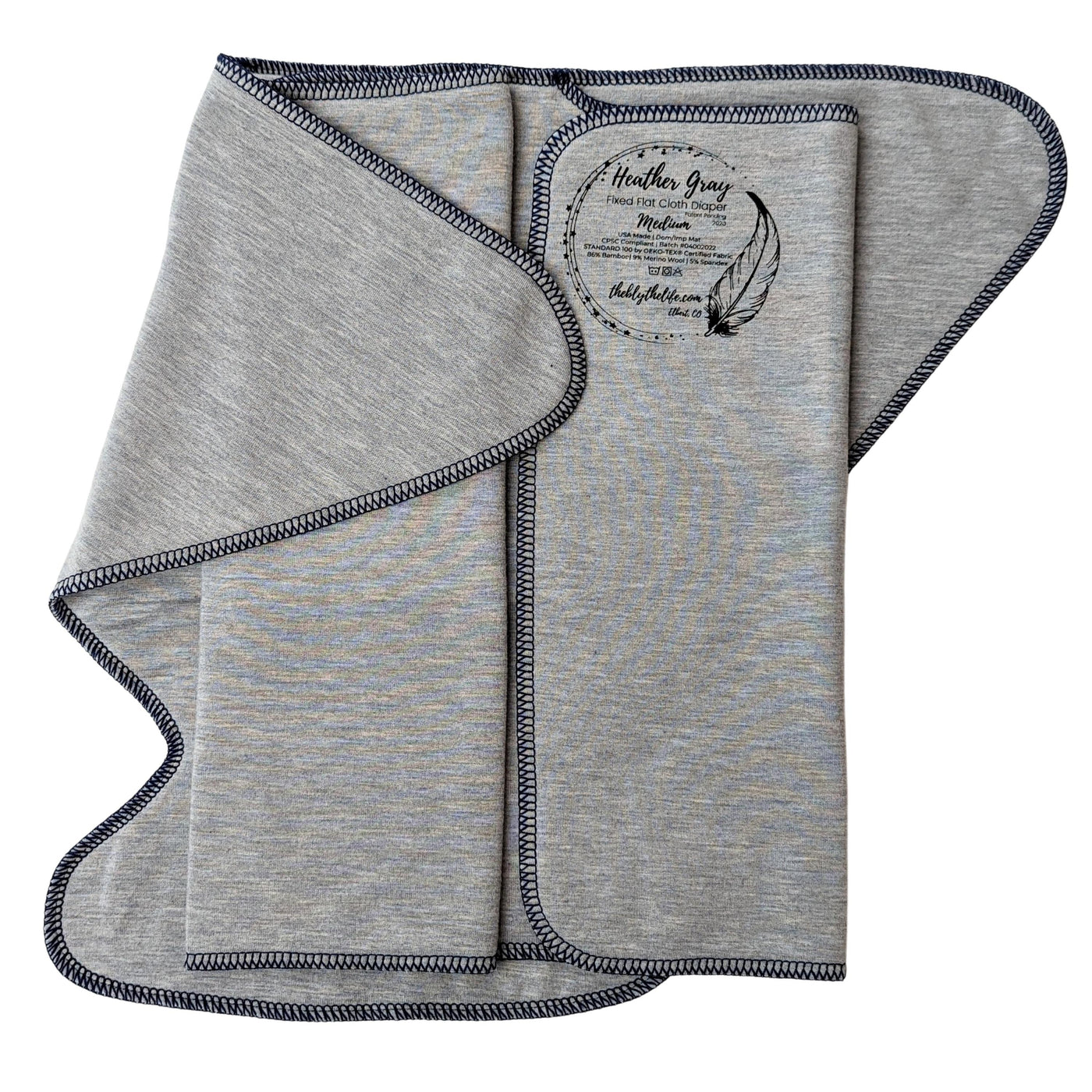Fixed Flat Cloth Diaper©Winkelmann2020 | Bamboo Merino Wool | Heavy Wetter Absorbency | Heather Gray