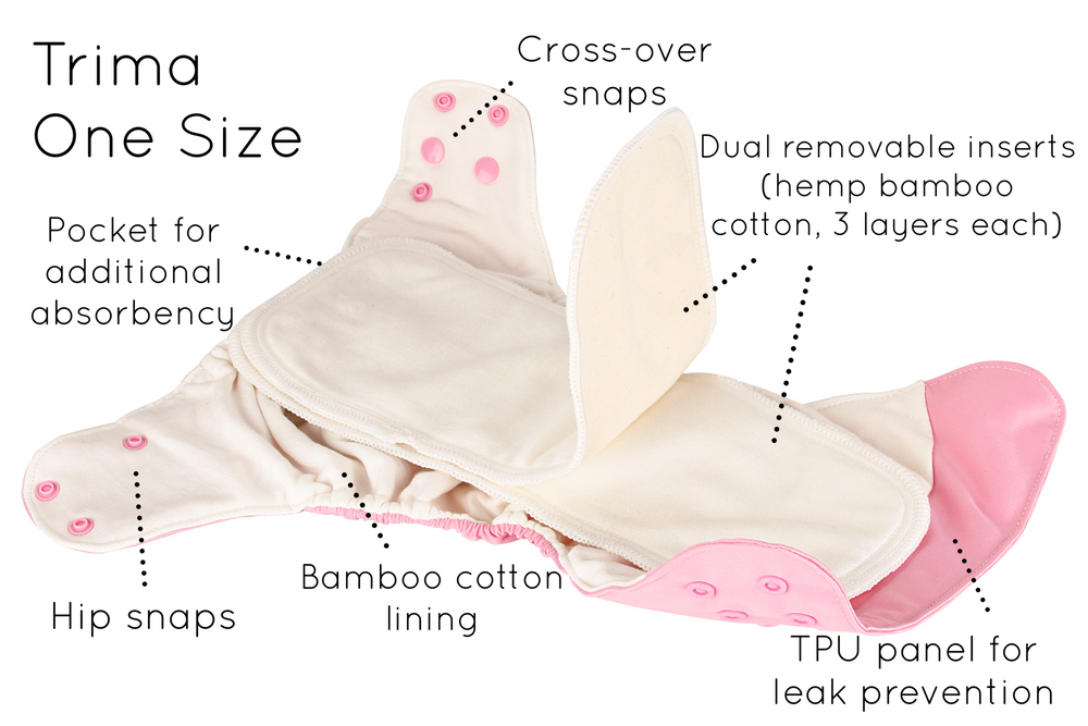 Petite Crown | Trima AIO (AI2) Cloth Diaper | One Size | Blush