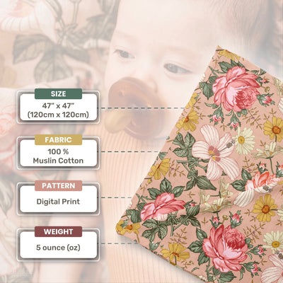 Mini Wander Baby Swaddle Blanket-Garden Floral (cream background with soft muted flowers)